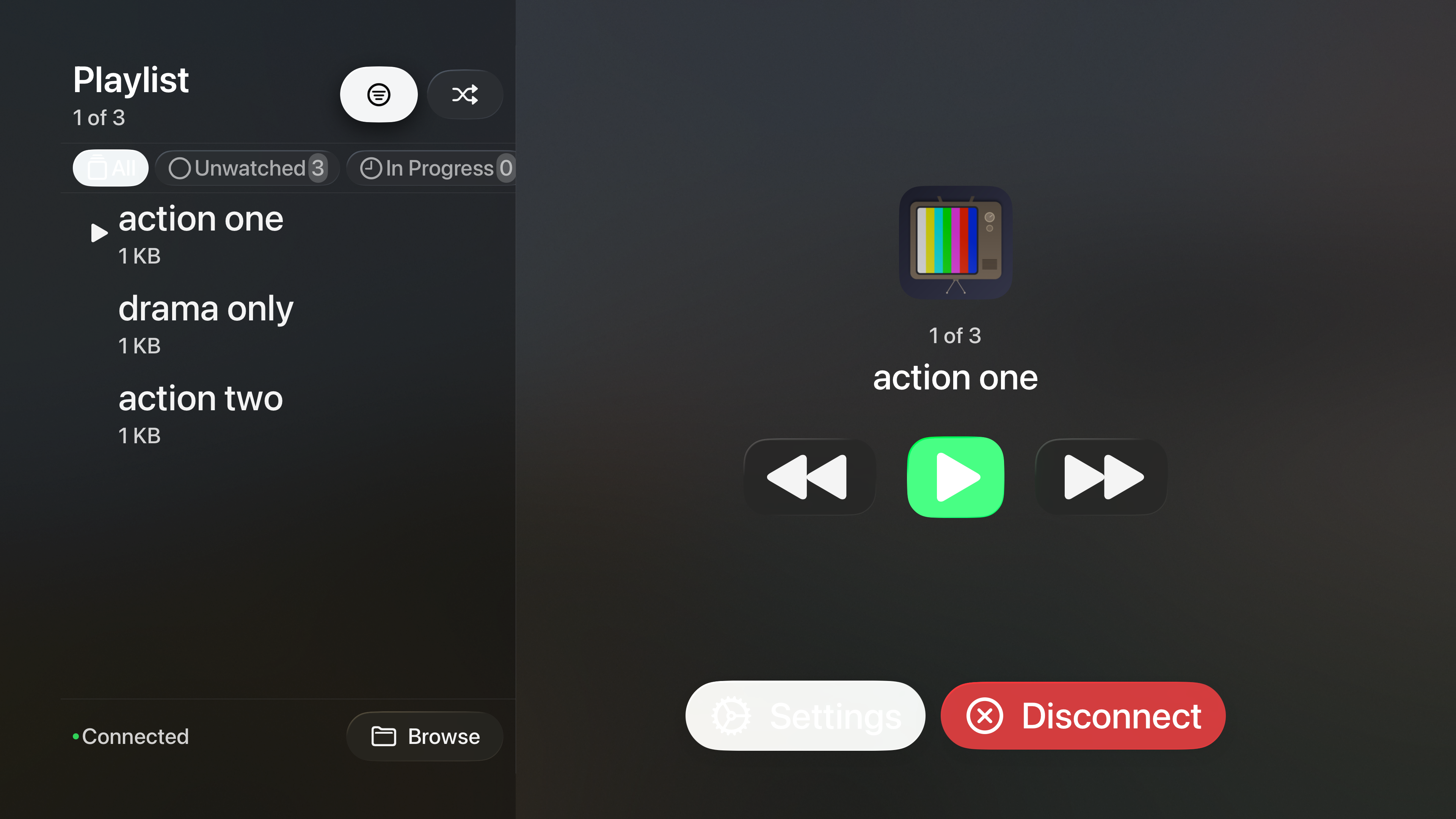 RandomPlayer playlist on Apple TV
